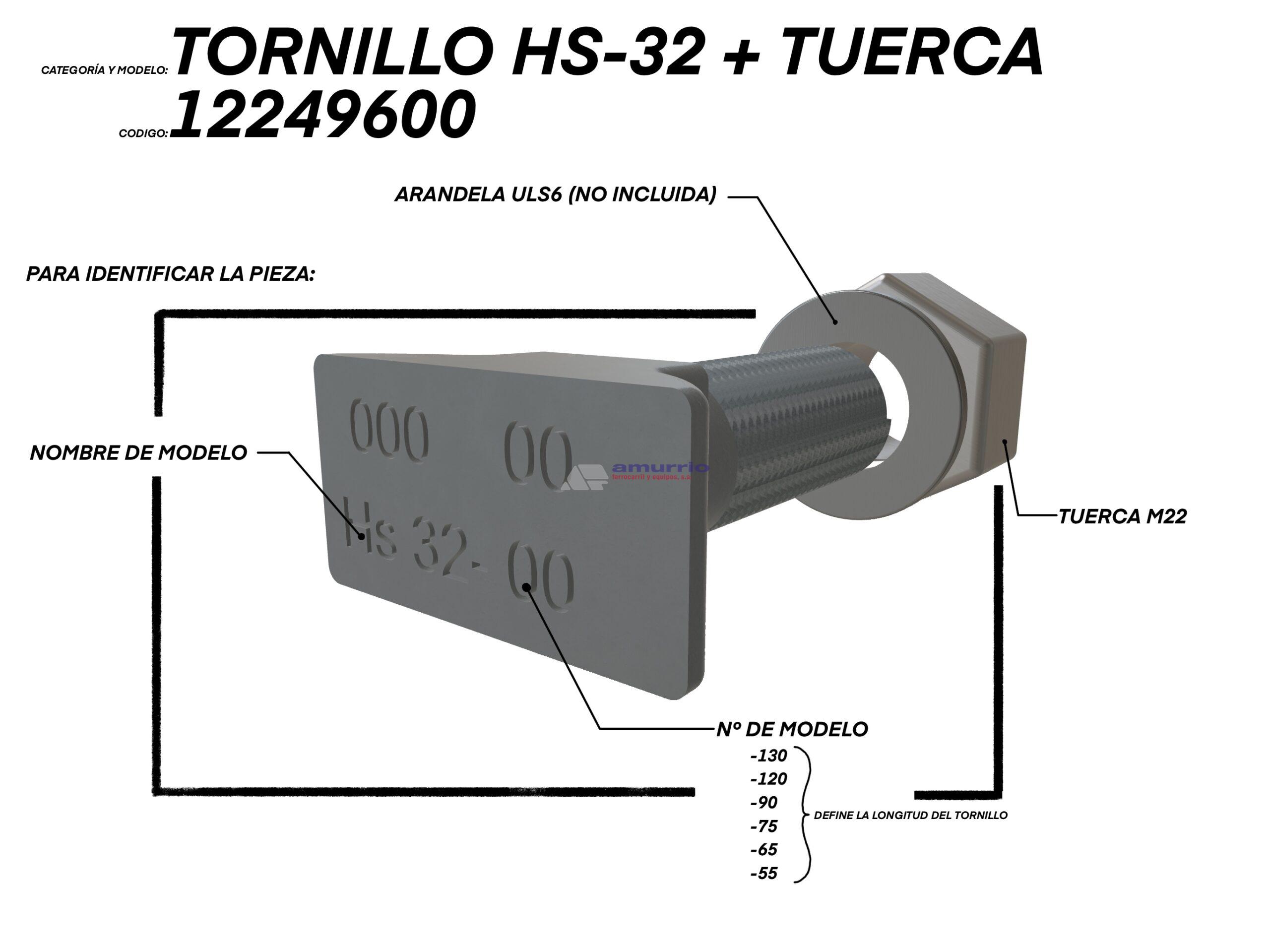 TORNILLO HS32-65 96.495 + TUERCA