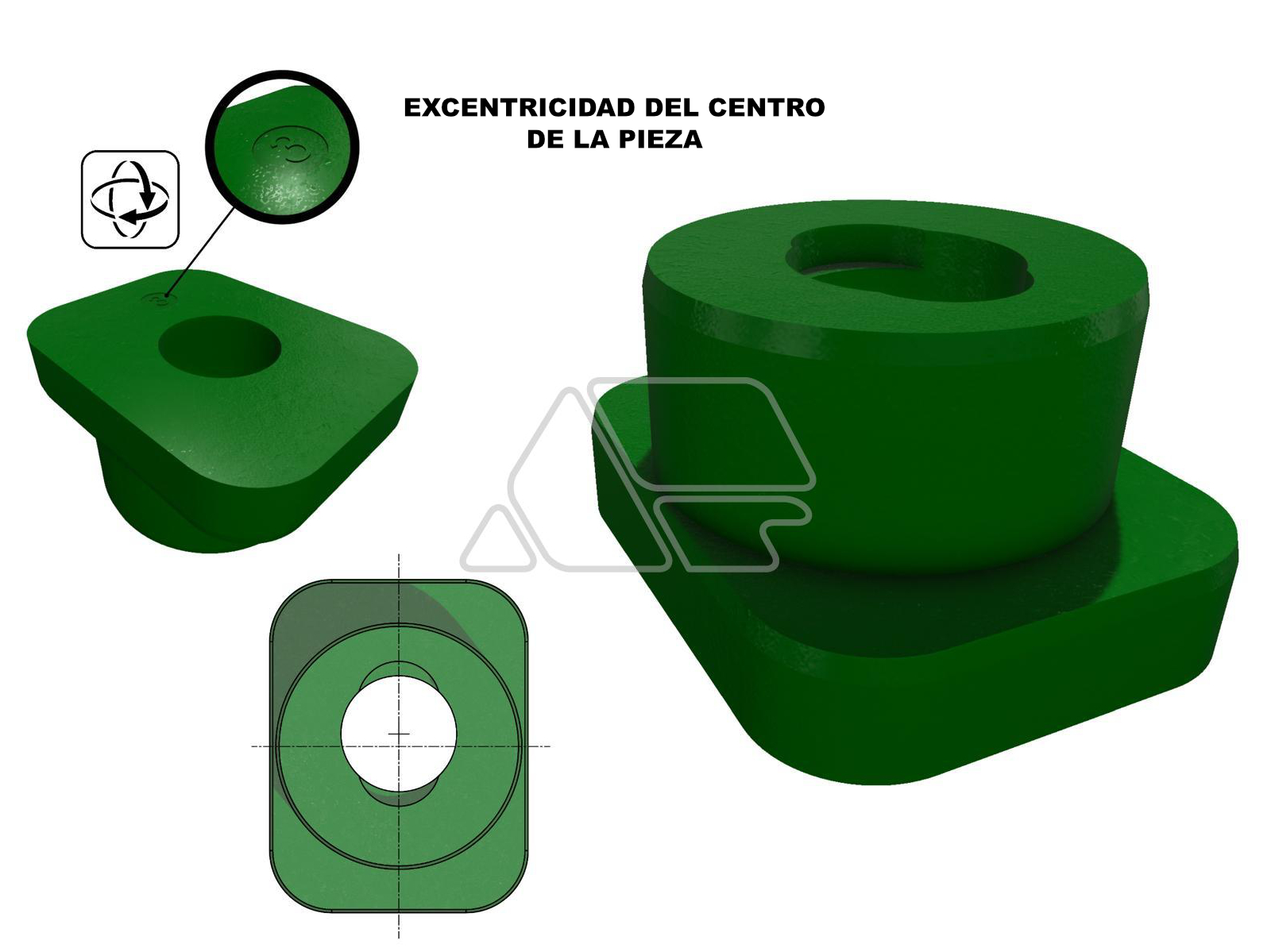 Excentricidad del centro de la pieza